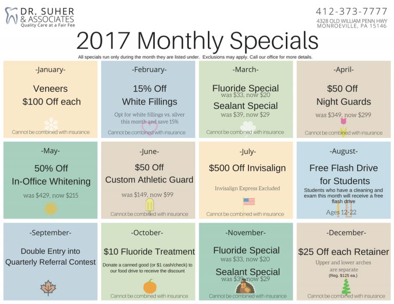 2017 Monthly Specials
